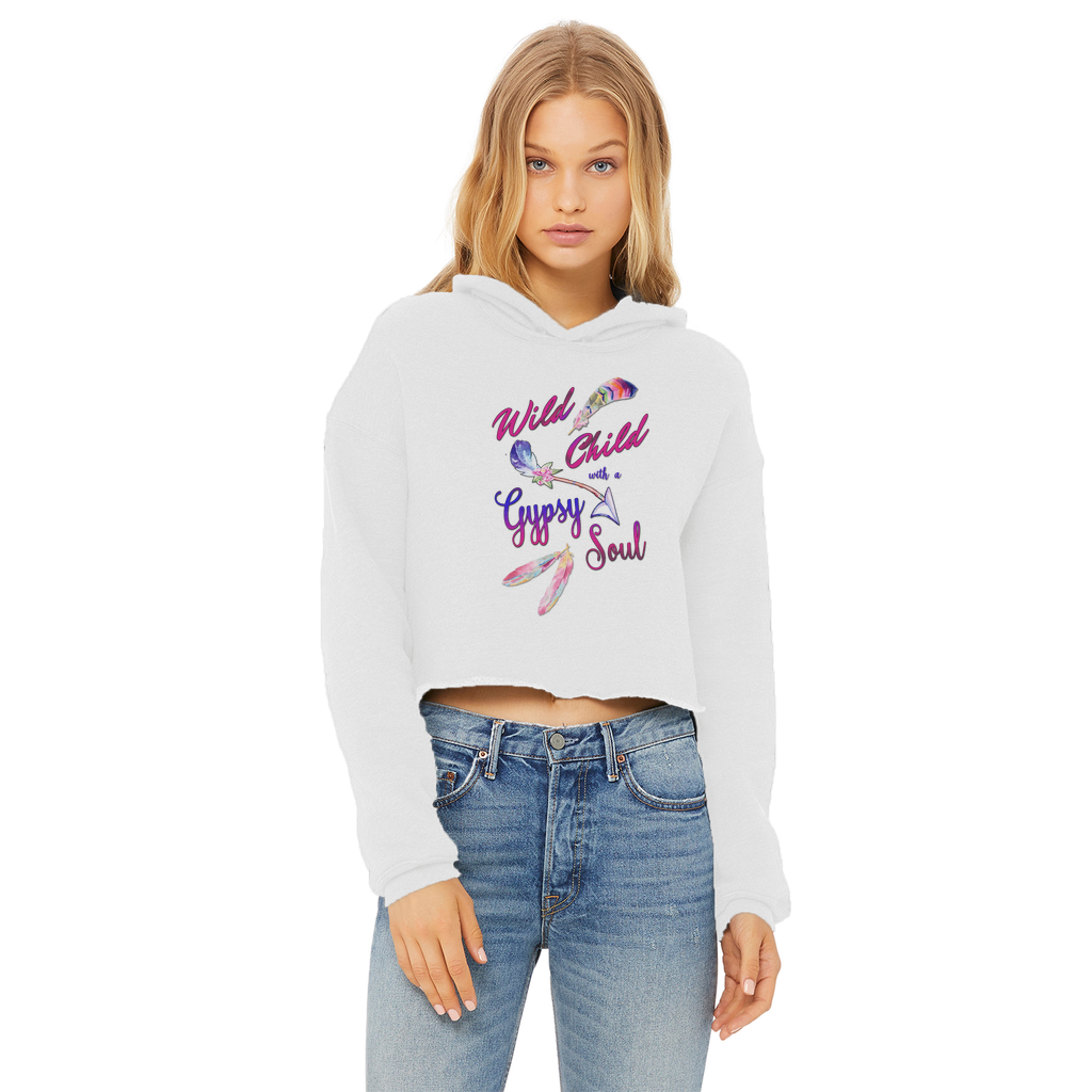 Wild Child Gypsy Soul 1 Ladies Cropped Raw Edge Hoodie