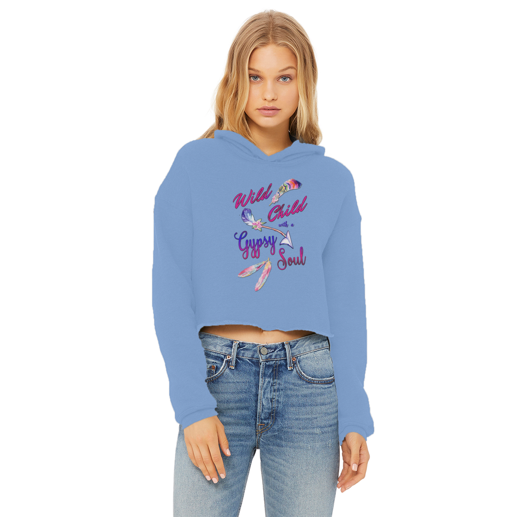 Wild Child Gypsy Soul 1 Ladies Cropped Raw Edge Hoodie