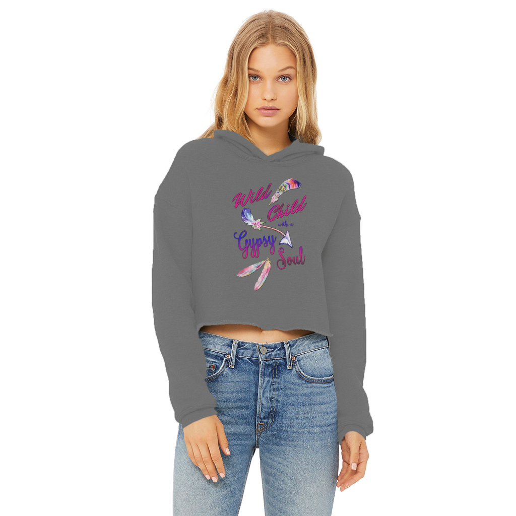 Wild Child Gypsy Soul 1 Ladies Cropped Raw Edge Hoodie