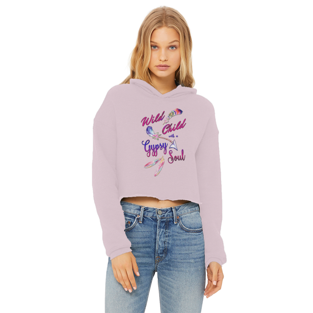 Wild Child Gypsy Soul 1 Ladies Cropped Raw Edge Hoodie